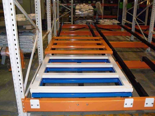 Easy Retrieval Push Back Rack System For LIFO Inventory Rotation